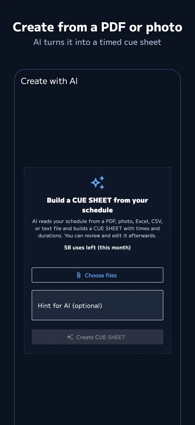 Build from a PDF or photo with AI