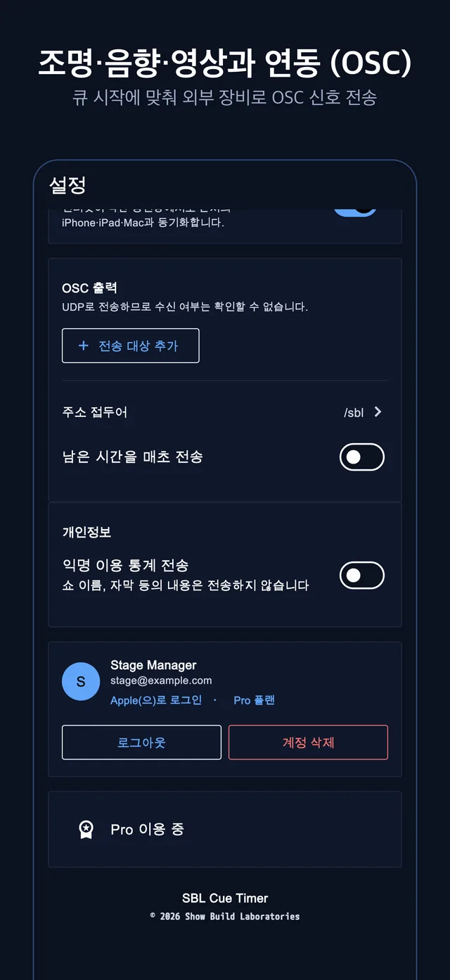 조명·음향·영상과 연동(OSC)